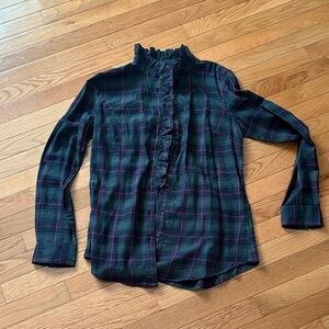 GAP Navy, green, and red Plaid Button Down Shirt